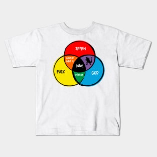 funny Venn diagram – sake (japan, god, fuck) Kids T-Shirt